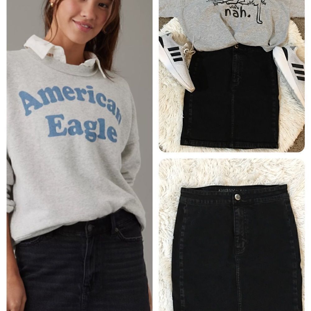 American Eagle 🦅 90s High waisted Super stretch Denim Skirt‎